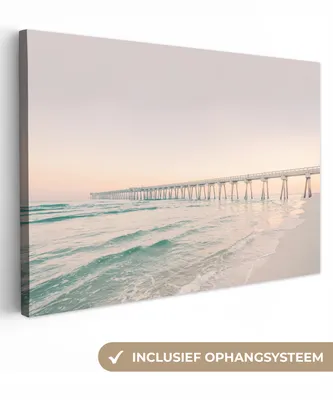 Obrázek produktu pro OneMillionCanvasses® Malba na plátně Nástěnná malba na plátně - Moře - Pláž - Most - Příroda - Západ slunce - 150x100cm