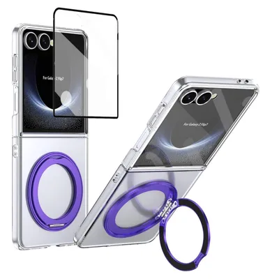 Obrázok produktu pre Pre Samsung Galaxy Z Flip7 MagSafe Integrated 360 Rotation Ring Case Purple