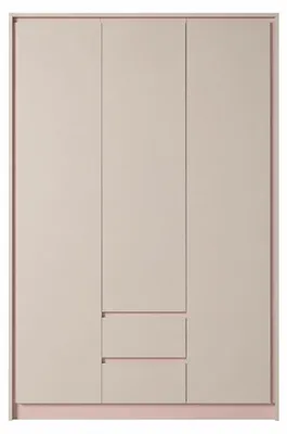 Immagine prodotto di Armadio beige con 3 ante, scaffali in legno, ideale per la camera da letto o la cameretta, design moderno