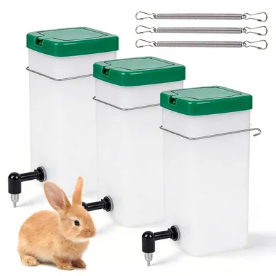 Obrázok produktu pre Sada 3 kusov Kaninchentränke, objem 1000 ml. Automatický dávkovač vody, závesný napájadlo s trubičkou pre hlodavce