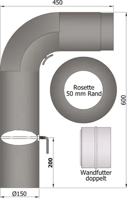 Produktbild von Rauchrohrset Fullform 150mm grau
