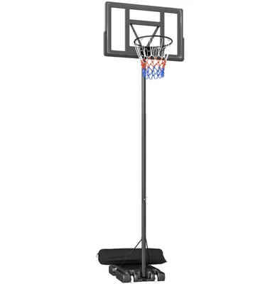 Produktbild von Basketballkorb Outdoor 135-305cm schnell Höhenverstellbar, Basketballständer mit 110x70cm bruchsichere Rückwand 2 Rädern