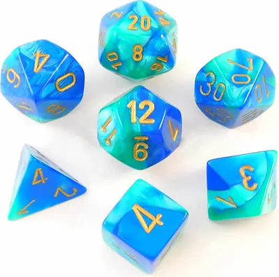 Image de Chessex - Gemini - Jeu de 7 dés - Bleu-Téal/Or