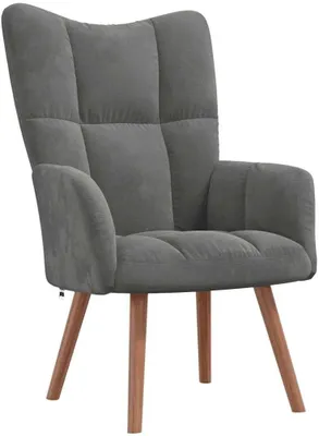 Produktbild von Dunkelgrauer Relaxsessel aus Samt, 61,5 x 69 x 95,5 cm, mit modernem Design, Stahlrahmen und Massivholzbeinen für Wohnzimmer, Schlafzimmer und Büro
