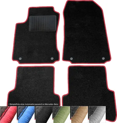 Image de moto-MOLTICO Tapis de sol en velours noir pour Mercedes-Benz Classe C W204 à partir de 2007 (rouge - surpiqûres)