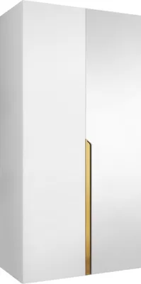 Produktbild von MIRJAN24 Kleiderschrank Mila 2 100 mit Spiegel, Schlafzimmer, Kleiderschrank, mit zwei Drehturen und mit Kleiderstange, Modern, Garderobenschrank (Farbe: Weiß + Gold)