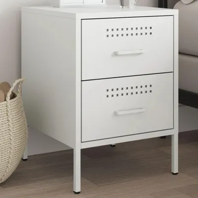 Immagine prodotto di vidaXL Comodino bianco 36x39x50,5 cm in acciaio