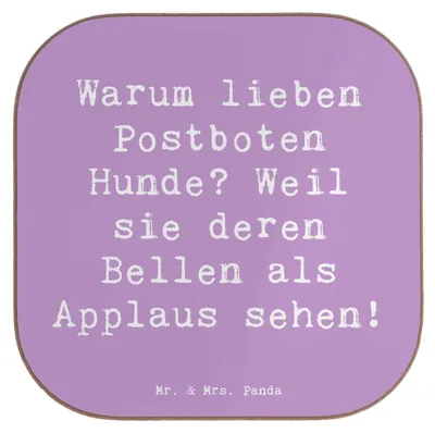 Produktbild von Mr. & Mrs. Panda Untersetzer Glas Spruch Postbote Hundeliebe - Lavendeltraum - Geschenk, Freude, handgefertigte Produkte, Geschenke für Berufstätige, Gläser, Zustellung