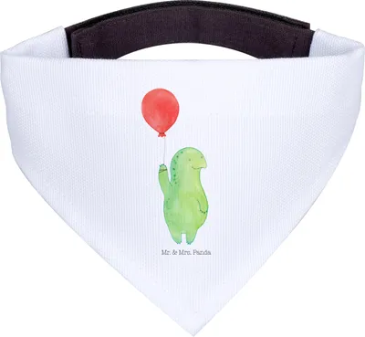 Produktbild von Mr. & Mrs. Panda Hundehalstuch Schildkröte Luftballon - Weiß - Geschenk, glücklich, Bandana, Halstuch für Hund, Motivationsspruch, Dreieckstuch, Jahrmarkt, Schildkröten