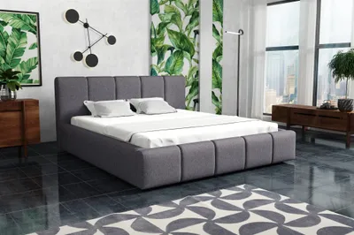 Produktbild von Polsterbett Bett Doppelbett GENUA Komplettset 180x200cm Stoff Sawana Dunkelgrau