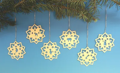 Produktbild von Baumschmuck 6 Weihnachtsmotive BxH 6,8x6,8xcm NEU
