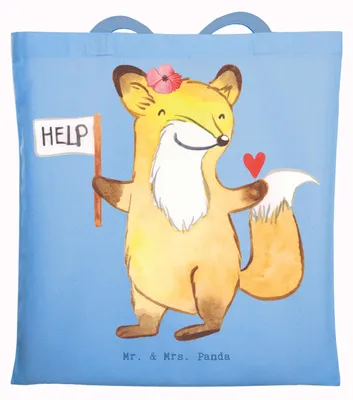 Produktbild von Mr. & Mrs. Panda Shopping Tasche Sozialarbeiterin Herz - Sky Blue - Geschenk, dokumententasche, Tote Bag, Jutebeutel, Tragetasche, Schultasche