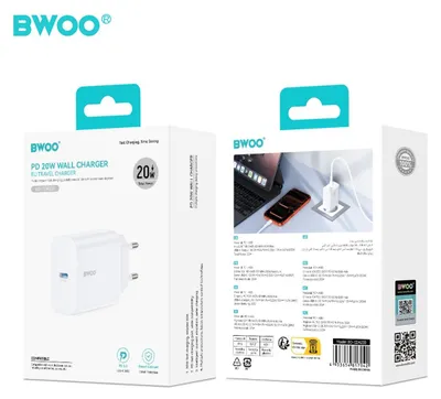 Image de Bwoo Chargeur secteur Cda233, compatible PD 20W, 1 port USB-C, blanc