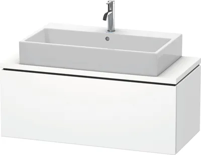 Produktbild von Konsolenunterschrank L-CUBE 400x1020x477mm weiß supermatt weiß supermatt