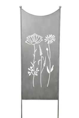 Produktbild von Stele Metall grau Sichtschutz "Wildblume" Windschutz Dekowand B50,5cm H165cm Deko