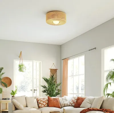 Produktbild von Deckenleuchte,Deckenlampe Hängend mit LED Fassung, Lampenschirm Rund