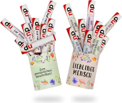 Produktbild von younikat 26 Aufkleber Lieblingsmensch und Wildblumen passend für zwei Duplo Pralinen Packungen I beschriften I selbstklebend I dv1446