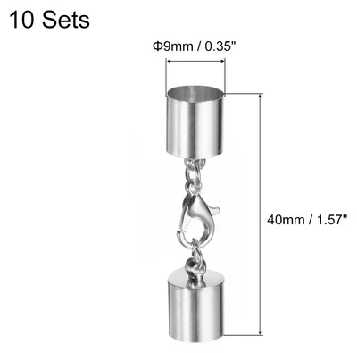 Produktbild von 10 Stš¹ck Kettenverschluss 9mm Lederkordel Endkappen mit Karabinerverschlš¹ssen Verschluss fš¹r Armb?nder Verschlš¹sse DIY Schmuckherstellung Herstellung Lederarmb?ndern, Rhodium Ton