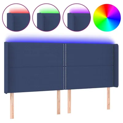 Zdjęcie produktu dla Zagłówek Do Łóżka Z Led, Niebieski, 203X16X118/128 Cm, Tkanina Lumarko!