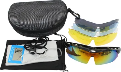 Produktbild von Fahrradbrille Polarisierte Sonnenbrille 5 Wechselgläser für Damen und Herren Sportbrille Fahrradbrille Outdoorsport Radfahren Laufen Angeln,schwarz