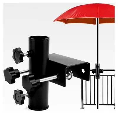 Produktbild von Balkongeländer Sonnenschirmhalter, Robuster Balkon Sonnenschirm, Halterung für Balkongeländer, Einstellbare Balkonhalterung für Sonnenschirme, Balkon Schirmhalterung für Terrasse und Garten