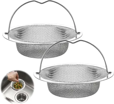 Productafbeelding van Afvoerzeef met lift-up handvat - 7-5 cm mand voor keuken en badkamer gootsteen - 11 cm buitenrand voedselvanger - Anti-verstopping ontwerp