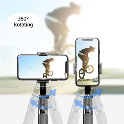 Zdjęcie produktu dla 3 w 1 Stabilizator telefonu Gimbal Selfie Stick Statyw 86 cm 5-sekcyjny ze zdalną migawką Zacisk telefonu Inteligentny obrotowy Kompatybilny ze smartfonami iPhone Samsung HUAWEI