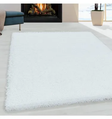 Produktbild von TapisTrend Zotteliger Teppich Weiß 200x290 cm Wohnzimmerteppich im Shaggy-Design, weicher Flor, einfarbig