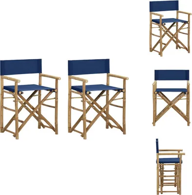 Image de vidaXL Chaises de régie pliantes 2 pcs. Bleu Bambou et Tissu - Chaises de jardin