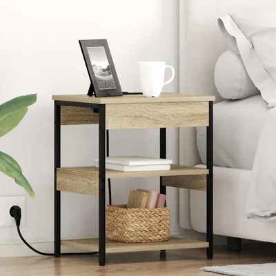 Immagine prodotto di vidaXL Tavolino da notte, 2 pezzi, effetto legno Sonoma, 41 x 31 x 51 cm, materiale composito di legno