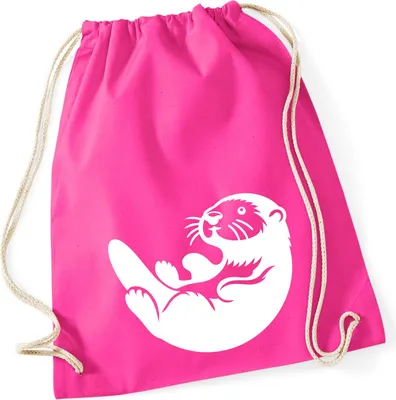Produktbild von Huuraa Turnbeutel Otter Silhouette 12 Liter Fuchsia Baumwolle Rucksack Geschenkidee