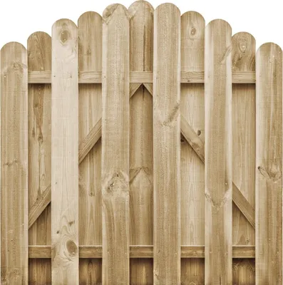 A close-up view of a wooden garden gate.