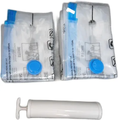 Obrázek produktu pro Amazon Basics Vakuové sáčky pro ploché skladování Střední ruční pumpa Vzduchotěsný ventil 5 Pack