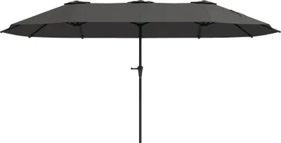 Image de Outsunny Parasol de jardin extšŠrieur, parasol double rectangulaire 4 x 2,2 x 2,3 m avec ouverture fermeture manivelle, toile 180 g/m? pour balcon, piscine, terrasse, gris foncšŠ
