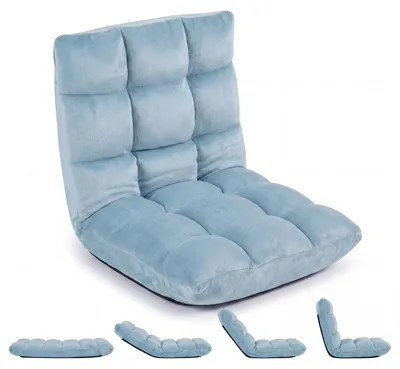 Immagine prodotto di Divano da pavimento KOMFOTTEU con schienale regolabile, divano imbottito per pavimento con funzione letto, sedia pieghevole per la meditazione, poltrona relax da pavimento, sedia da pavimento per soggiorno, camera da letto e balcone, resistente fino a 160 kg