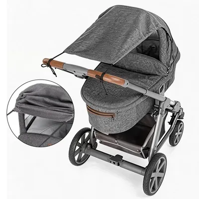 Produktbild von Universal Kinderwagen Sonnenschutz mit UPF 50+,Wind- und Wetterschutz aus Polyester,Flexibles Sonnensegel mit Rolllo-Funktion & Befestigungsbändern