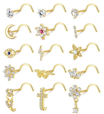 Productafbeelding van Solidchoice - 15 Stuks Chirurgisch Staal Neus Piercing Ring Set
