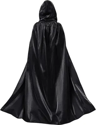 Produktbild von Famanu Kapuzenmantel Satin Cape Robe - Vampir Schwarz Cosplay Kostüm