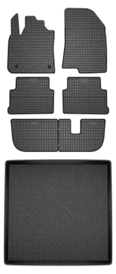 Image de Tapis de sol en caoutchouc pour Dacia Jogger 2022- (7 places) – 7 pièces, noirs, sur mesure