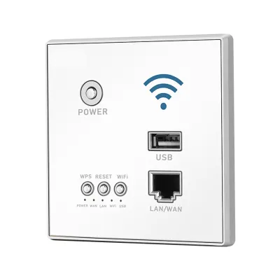 Image de Routeur Wi-Fi type 86 avec cryptage WPS, 300 Mbit/s, routeur Wi-Fi Smart Home pour montage mural, adapté aux hôtels, bureaux et maisons