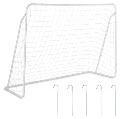 Immagine prodotto di Relaxdays Porta da calcio da giardino, per bambini e adulti, porta da calcio grande, L x P x A: 153 x 217 x 75 cm, metallo, porta da calcio robusta, bianca