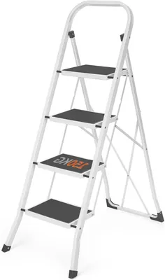 Produktbild von Faltbare Treppe mit 4 Stufen - Trittstufe mit Handgriff - Für sicheres Arbeiten im Haus - GS- - Belastbarkeit: 150 kg - Schwarz