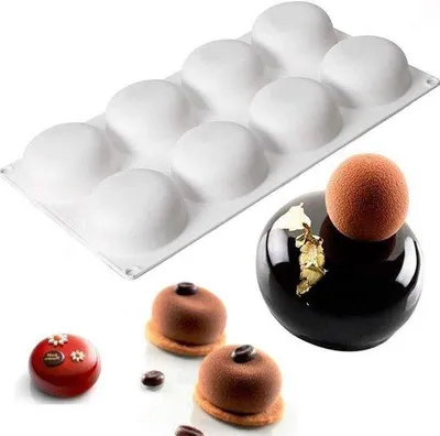 Produktbild von Silikonische Taartform mit 8 Löchern für Mousse- und Schokoladenkreationen - Küchen Form für dekorative Kreationen