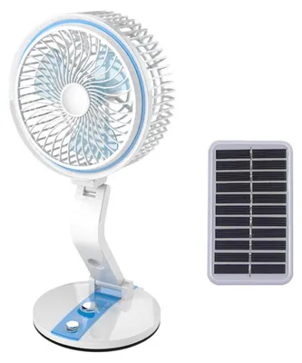 Produktbild von Wiederaufladbarer Faltventilator mit Solarladepanel und tragbarer 360°-LED-Leuchte