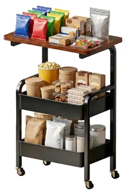Metall-Rollwagen, 3 Ebenen, 44x30x77 cm, schwarz