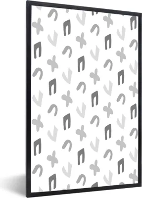 Produktbild von MuchoWow® Gerahmtes Poster Hintergrund - Formulare - Schwarz - Weiß 20x30 cm - Poster mit Schwarzem Bilderrahmen Wandposter Rahmen Foto Bilder - Drucken - Bilder Poster im Rahmen