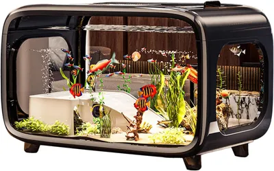 Produktbild von Kleines Aquarium – kleines Betta-Aquarium, Acryl, klarer Lebensraum mit Wassertieren, Schnecken, Betta-Landschaft, Wasserpflanzen, Lebensraum