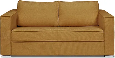 Produktbild von Schlafsofa mit Matratze 3-Sitzer - Chenille-Stoff - Senfgelb - Liegefläche 140 cm - Matratze 18 cm - LORETO