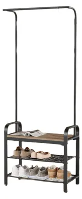 Produktbild von Garderobenregal mit Schuhbank – Flurregal – platzsparend – 33,7 x 72 x 183 cm