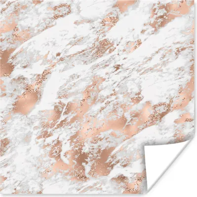 Produktbild von MuchoWow® Poster Marmor - Weiß - Gold 50x50 cm - Wohnzimmerdekoration